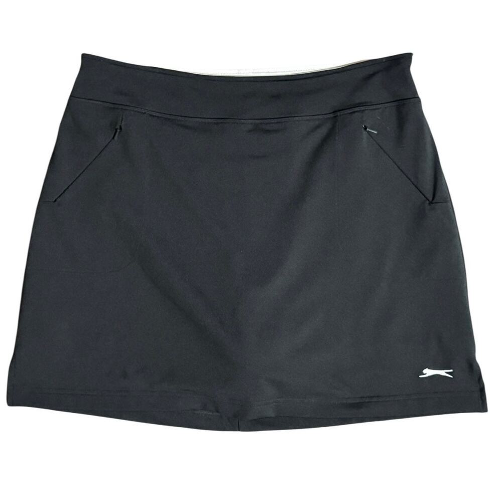 SLAZENGER Black Pull-on Skort Skirt 
Size Medium pockets Stretch Pickle Ball